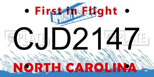 CJD2147 North Carolina License Plate