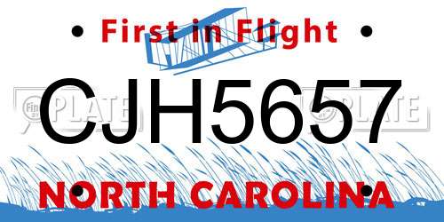 CJH5657 North Carolina License Plate