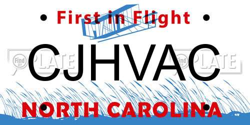CJHVAC North Carolina License Plate