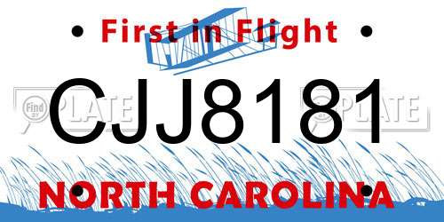 CJJ8181 North Carolina License Plate