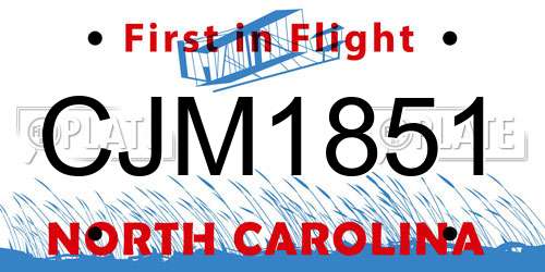 CJM1851 North Carolina License Plate