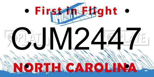 CJM2447 North Carolina License Plate