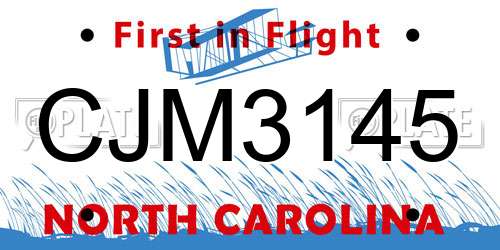 CJM3145 North Carolina License Plate