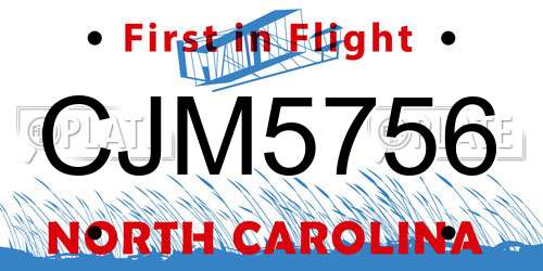 CJM5756 North Carolina License Plate