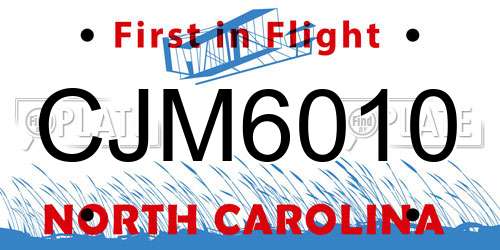 CJM6010 North Carolina License Plate