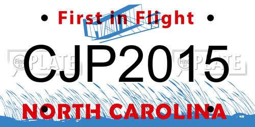 CJP2015 North Carolina License Plate