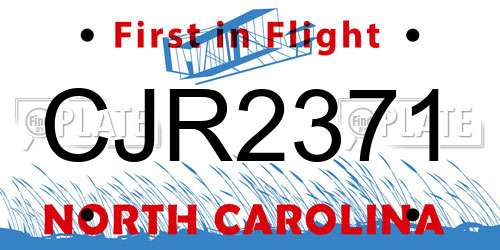 CJR2371 North Carolina License Plate