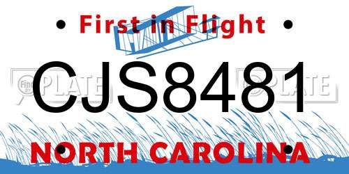 CJS8481 North Carolina License Plate