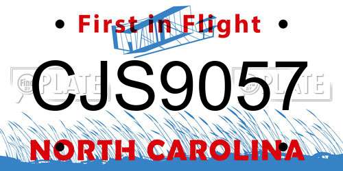 CJS9057 North Carolina License Plate