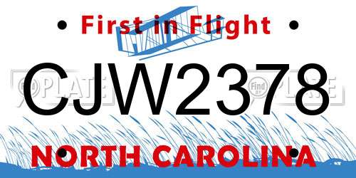 CJW2378 North Carolina License Plate
