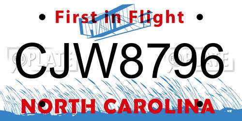 CJW8796 North Carolina License Plate