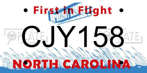 CJY158 North Carolina License Plate
