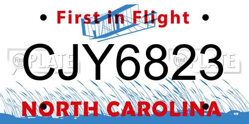 CJY6823 North Carolina License Plate