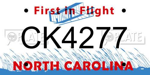 CK4277 North Carolina License Plate