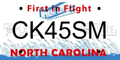 CK45SM North Carolina License Plate