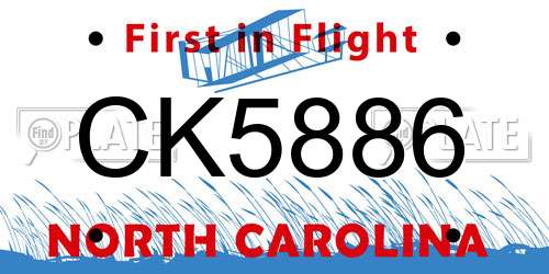CK5886 North Carolina License Plate