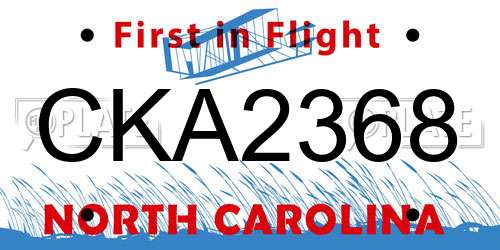 CKA2368 North Carolina License Plate