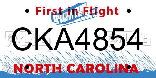 CKA4854 North Carolina License Plate