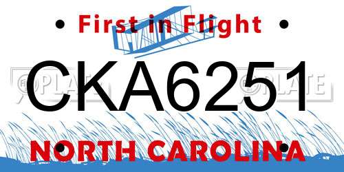 CKA6251 North Carolina License Plate