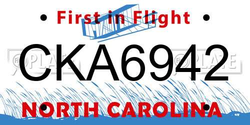 CKA6942 North Carolina License Plate