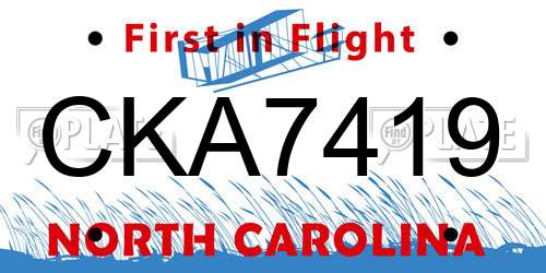 CKA7419 North Carolina License Plate