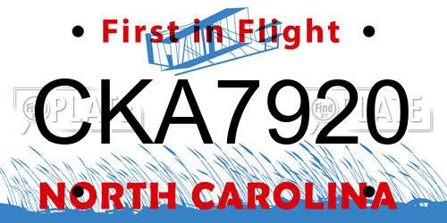 CKA7920 North Carolina License Plate