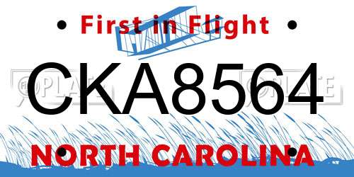 CKA8564 North Carolina License Plate