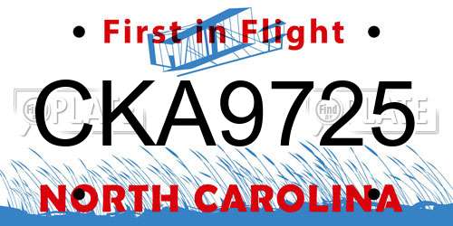 CKA9725 North Carolina License Plate
