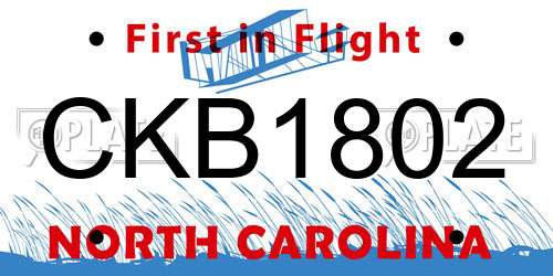 CKB1802 North Carolina License Plate