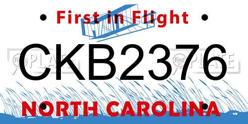 CKB2376 North Carolina License Plate