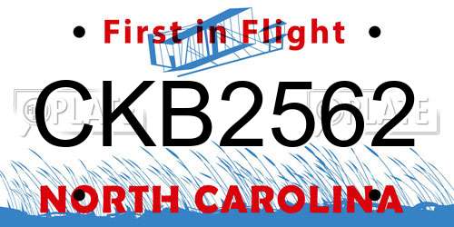 CKB2562 North Carolina License Plate