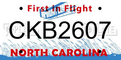 CKB2607 North Carolina License Plate