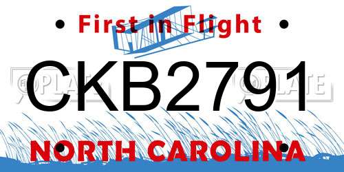 CKB2791 North Carolina License Plate