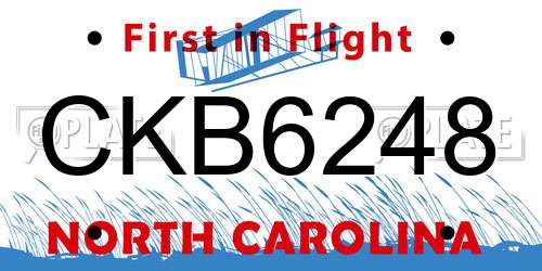 CKB6248 North Carolina License Plate