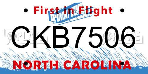 CKB7506 North Carolina License Plate