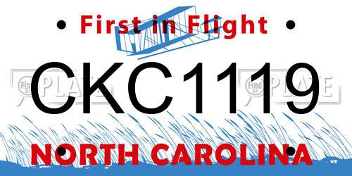 CKC1119 North Carolina License Plate