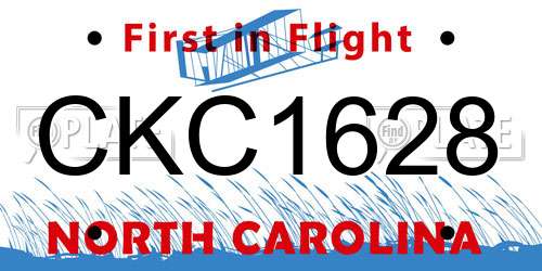 CKC1628 North Carolina License Plate