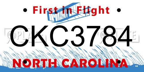 CKC3784 North Carolina License Plate