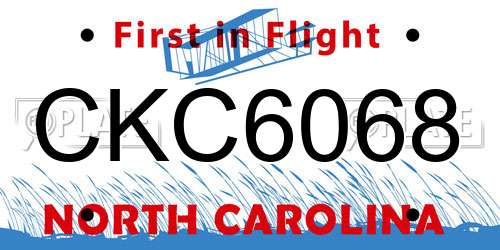 CKC6068 North Carolina License Plate