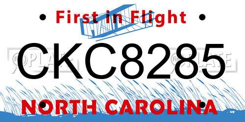 CKC8285 North Carolina License Plate