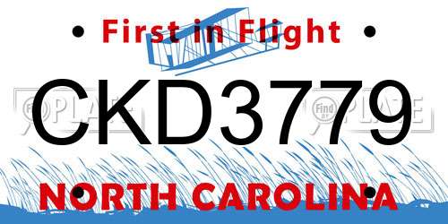 CKD3779 North Carolina License Plate
