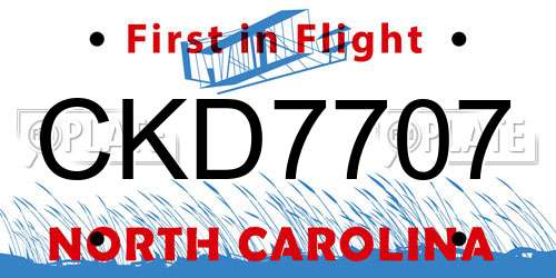 CKD7707 North Carolina License Plate