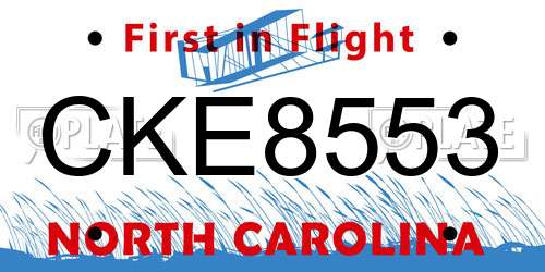 CKE8553 North Carolina License Plate