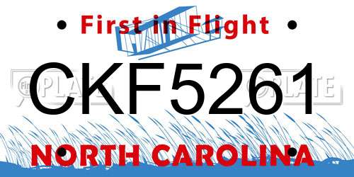 CKF5261 North Carolina License Plate