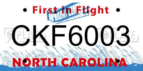 CKF6003 North Carolina License Plate