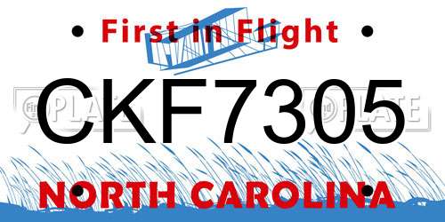 CKF7305 North Carolina License Plate