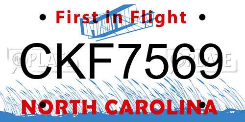 CKF7569 North Carolina License Plate