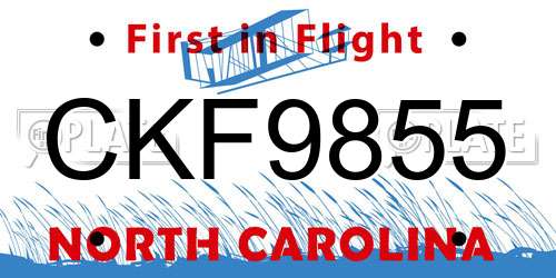 CKF9855 North Carolina License Plate