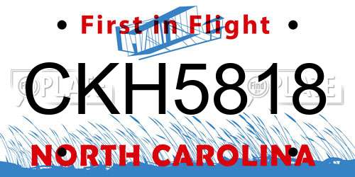 CKH5818 North Carolina License Plate