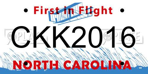 CKK2016 North Carolina License Plate